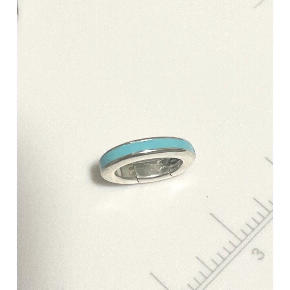 Tiffany & Co Blue Enamel Silver Clasping Jump Ring Extension Pendant Bracelet - Picture 6 of 10